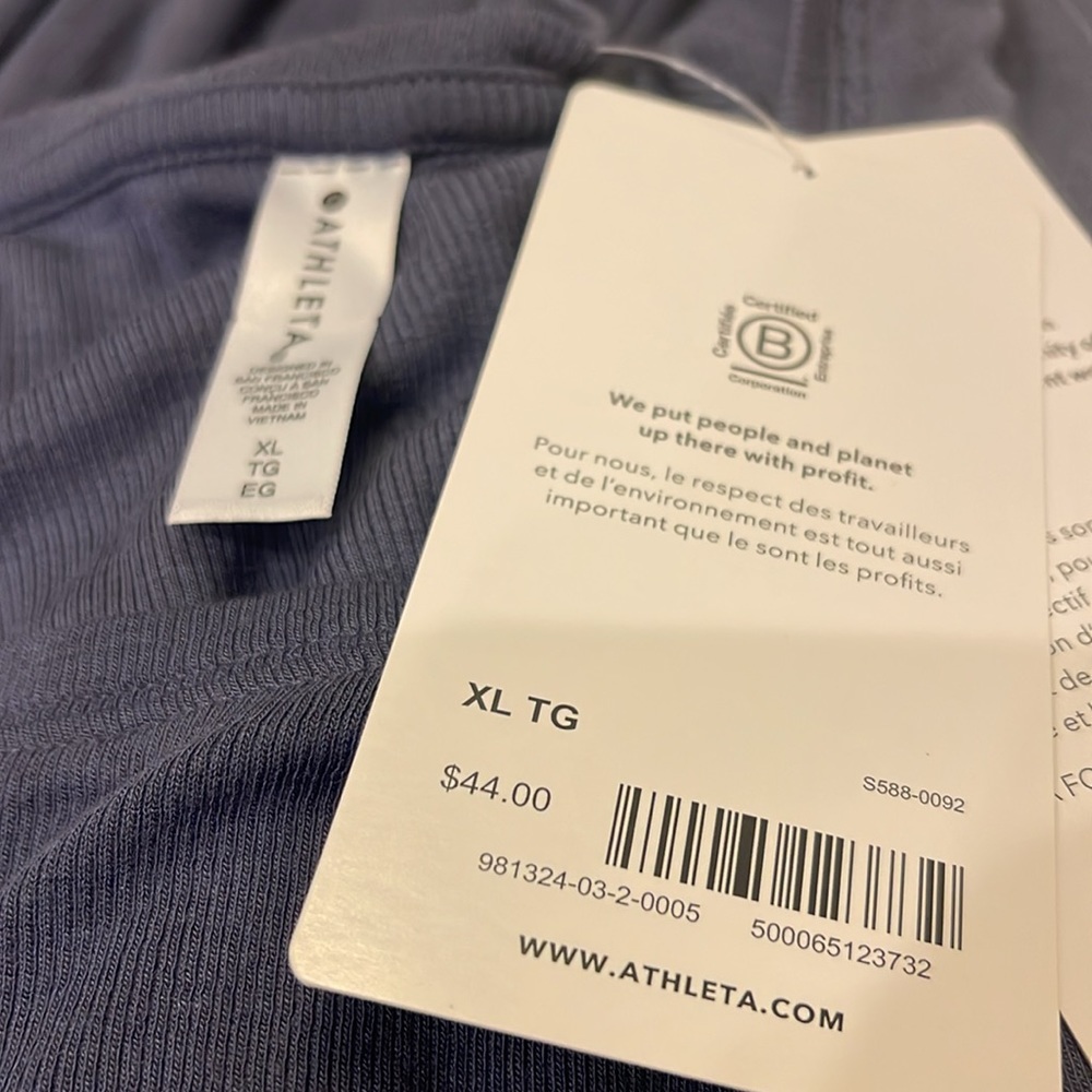 NWT ATHLETA XL Blue Ribbed Tank Top Well Rested Rib Style Sleep Tank Camisole - Picture 8 of 8